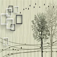 3d Ручная роспись Дерево фон с птицей стены профессиональное производство высокого класса росписи с фабрики