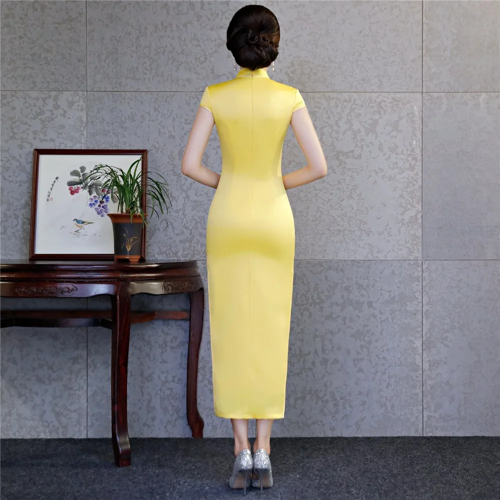 Шанхай история 2019 новая распродажа высокое качество длинное Qipao платье с подкладкой китайское платье цветочный Чонсам Qipao платье для женщин