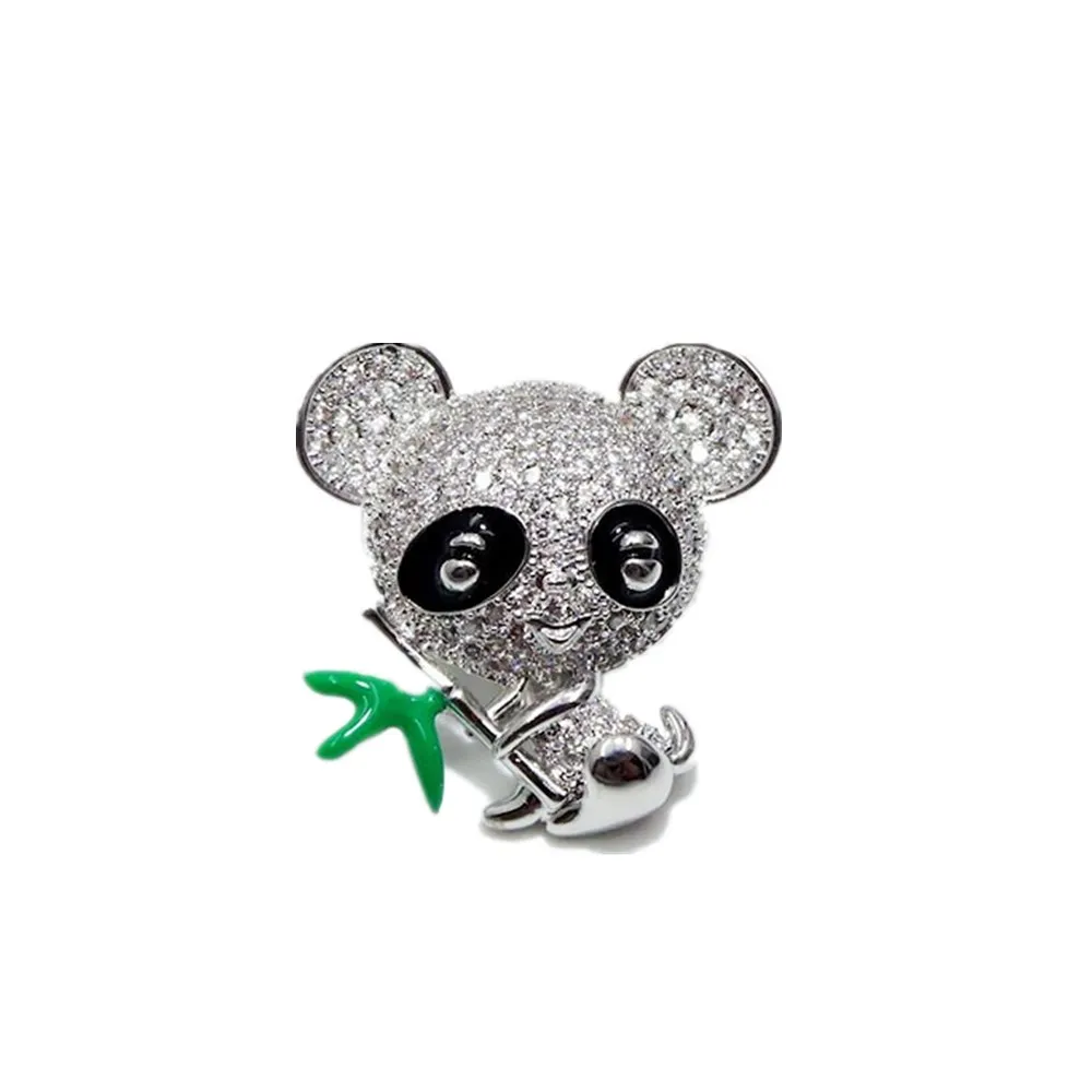 

Vintage Panda Brooches for Women Men Accessories Cute Enamel Stick Lapel Pins Trendy Zircon Animal Brooch Fashion Jewelry