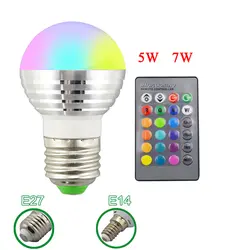 E27 E14 светодиодный 16 Цвет Изменение RGB Магия света лампа 85-265 В 110 В 120 В 220 В RGB светодиодный свет прожектора + ИК-пульт дистанционного