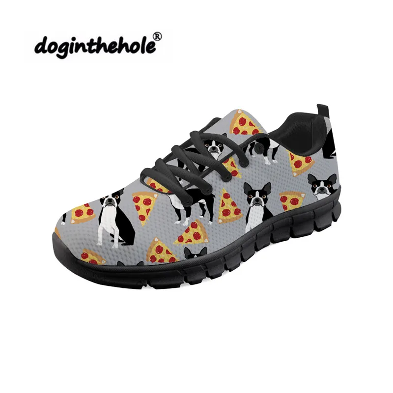 Doginthehole, Бостон-терьер, женские кроссовки с принтом, женская обувь для спорта и прогулок, удобные ультралегкие черные женские кроссовки - Цвет: ZJZ069BAQ
