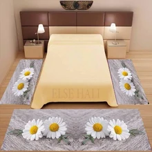 Else 3 шт. серый пол на белом желтом маргаритке цветы 3d печать нескользящие микрофибры моющийся Декор Спальни Площадь Ковер Набор ковриков