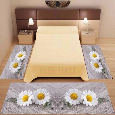 آخر 3 قطعة رمادي الطابق على الأبيض الأصفر ديزي الزهور 3d طباعة عدم الانزلاق ستوكات قابل للغسل ديكور غرفة نوم منطقة البساط السجاد مجموعة