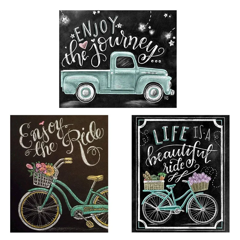 

Full Round diamond 5D DIY Diamond Painting Blackboard Scenery Full Drill Rhinestone Cross Stitch Kits Handmade Embroider Crafts