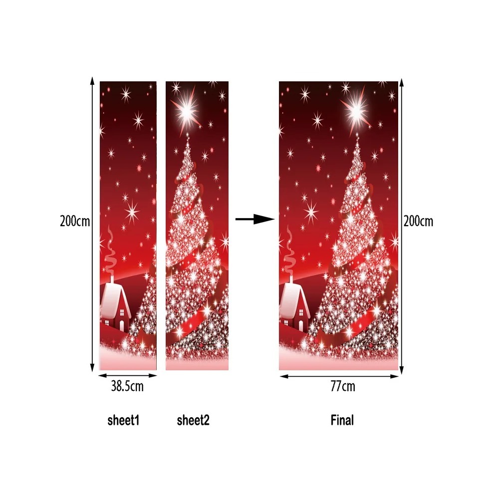 Рождественские наклейки на дверь, украшения для дома, искусство, самоклеющиеся, водонепроницаемые, ПВХ, HD принт, настенные наклейки на дверь, наклейка, Прямая поставка