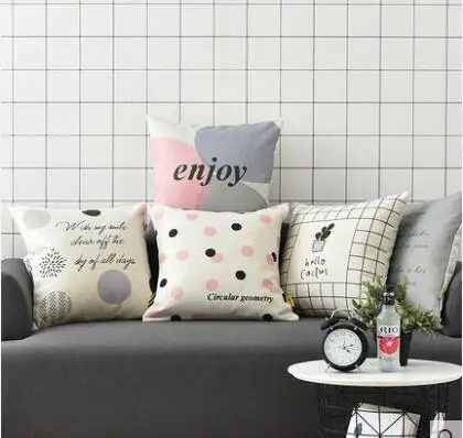 

Nordic style simple cgrey white ushion cover geometric throw pillowcase lumbar pillow cover backrest home decoration