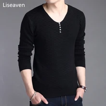 Liseaven пуловер свитер мужской с v-образным вырезом брендовая одежда мужские s свитера пуловер узкий мужской трикотаж