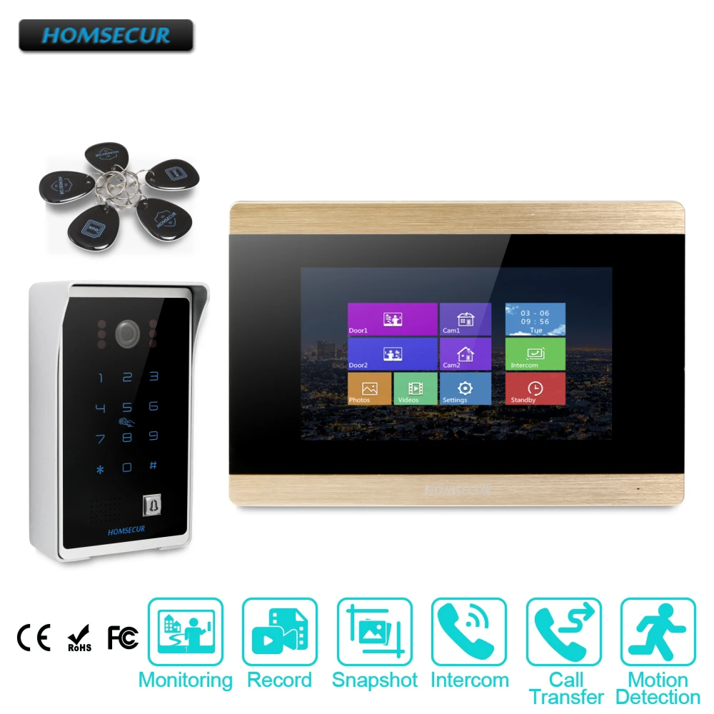 

HOMSECUR 7" Hands-free Video Door Entry Phone Call System+Password & ID Access BC081+BM715-G