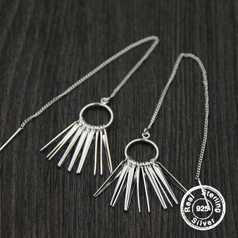 

NOT FAKE Original Design S925 925 Solid pure Retro Sterling Silver Handmade Drop Earrings Vintage Ethnic Hyperbole Earrings