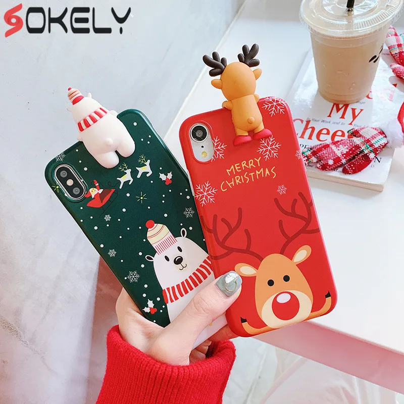 Чехол для телефона NewSOKELY iPhone 6 6s 7 8 Plus X XR XS Max милый мультяшный Рождественский Санта