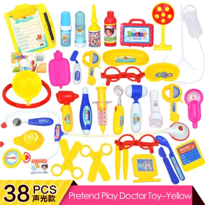 1 Набор, забавные ролевые игры, настоящая жизнь, косплей доктора, игра, игрушка, доктор, медсестры, ролевые игры, медицинский набор, набор ролевых игрушек, подарок на год, D41 - Цвет: 38 Pcs-Yellow