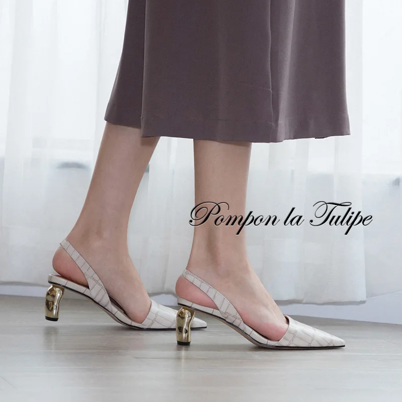 

BHS 901120 middium heels fake crocodile prints summer mules elegant stylish pumps