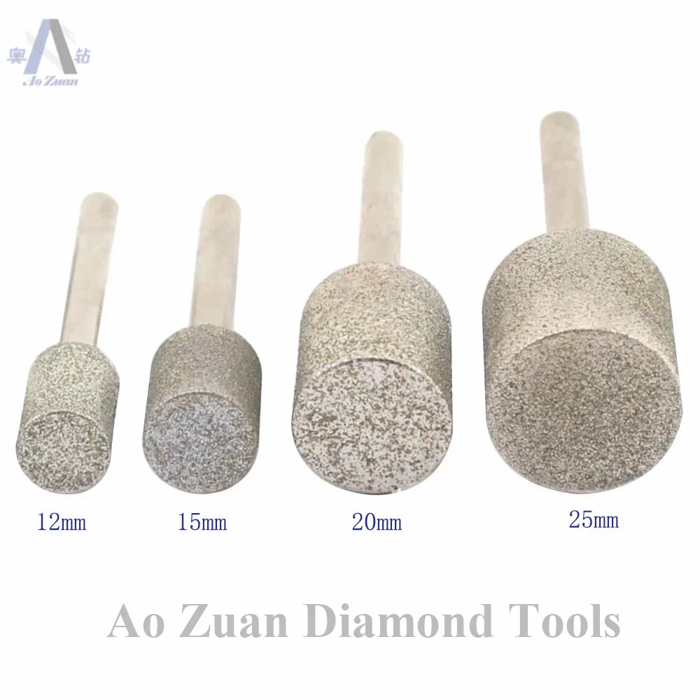 

12-40mm Grit 80 Rough Diamond Coated Cylinder Head Grinding Bit Burrs Points for Lapidary Carving Tools for Stone Working