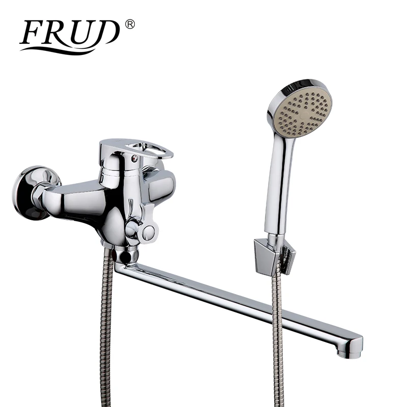 FRUD New Arrival Classic White Shower Faucet Long Spout Bathtub Faucet Zinc Alloy Tap Set Bathtub Rain Shower Mixer R22301