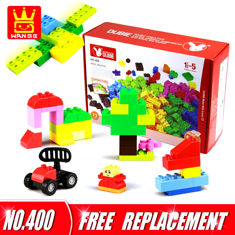 

WANGE Big Size Bricks 73pcs+3Cards DIY Building Blocks Basic Creative Set+Baseplate(12*12) Educational Kids Toys for 1.5Y Above
