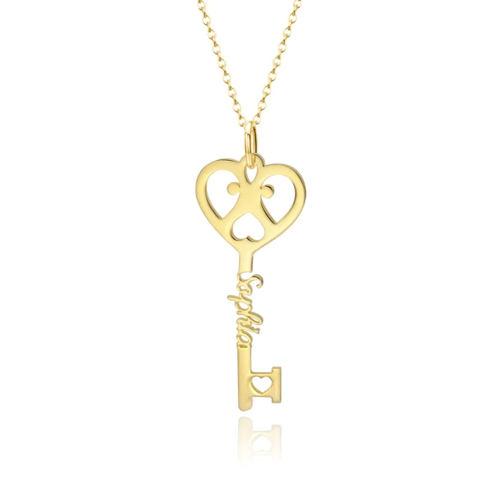 

Key Name Choker Necklaces & Pendants Statement Gold Necklace for Women And Men High Quality Stainless Steel Jewelry Gift Ketting