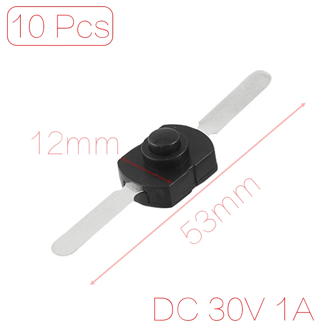 

10 Pcs 1712-CC Horizontal 2 Pin Terminals On Off Torch Push Button Switch Black