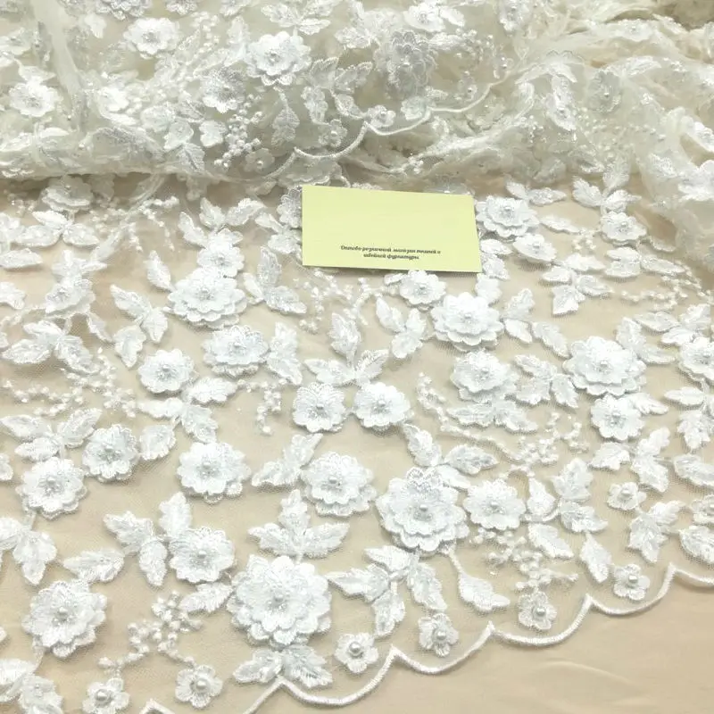 

Lace 3. White wedding lace embroidered fabric of different design for wedding and evening dresses, price per meter, Exclusive