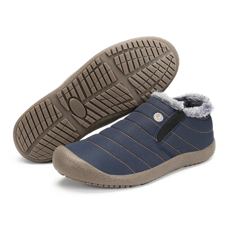 

Christmas Snow Boots Men Winter Shoes Man Waterproof Ankle Boots Warm Fur Boots Flat Platform Slip On Sock Booties Plus Size