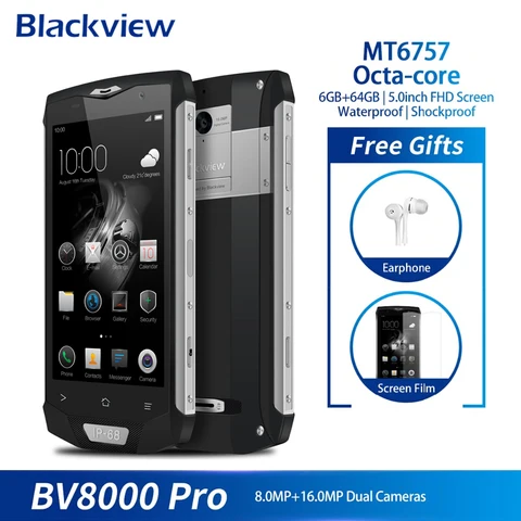 Blackview BV8000 Pro Smartphone Android 7 0 Octa Core 6GB 64GB Fingerprint Inch FHD IP68 Waterproof Mobile Phone 16 0MP NFC