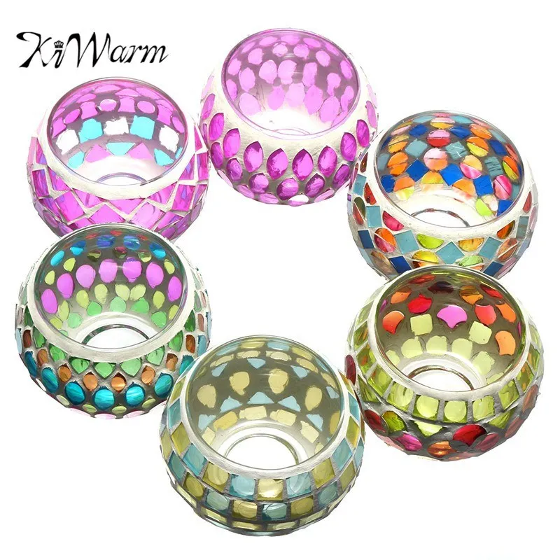 

KiWarm Newest Crystal Carved Glass Candle Holder Tealight for Wedding Party Home Table Pub Bar Romantic Dinner Decoration Crafts