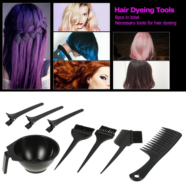 8Pcs/set Hair Dyeing Tool Kit Salon Hair Color Mixing Bowls Dyeing