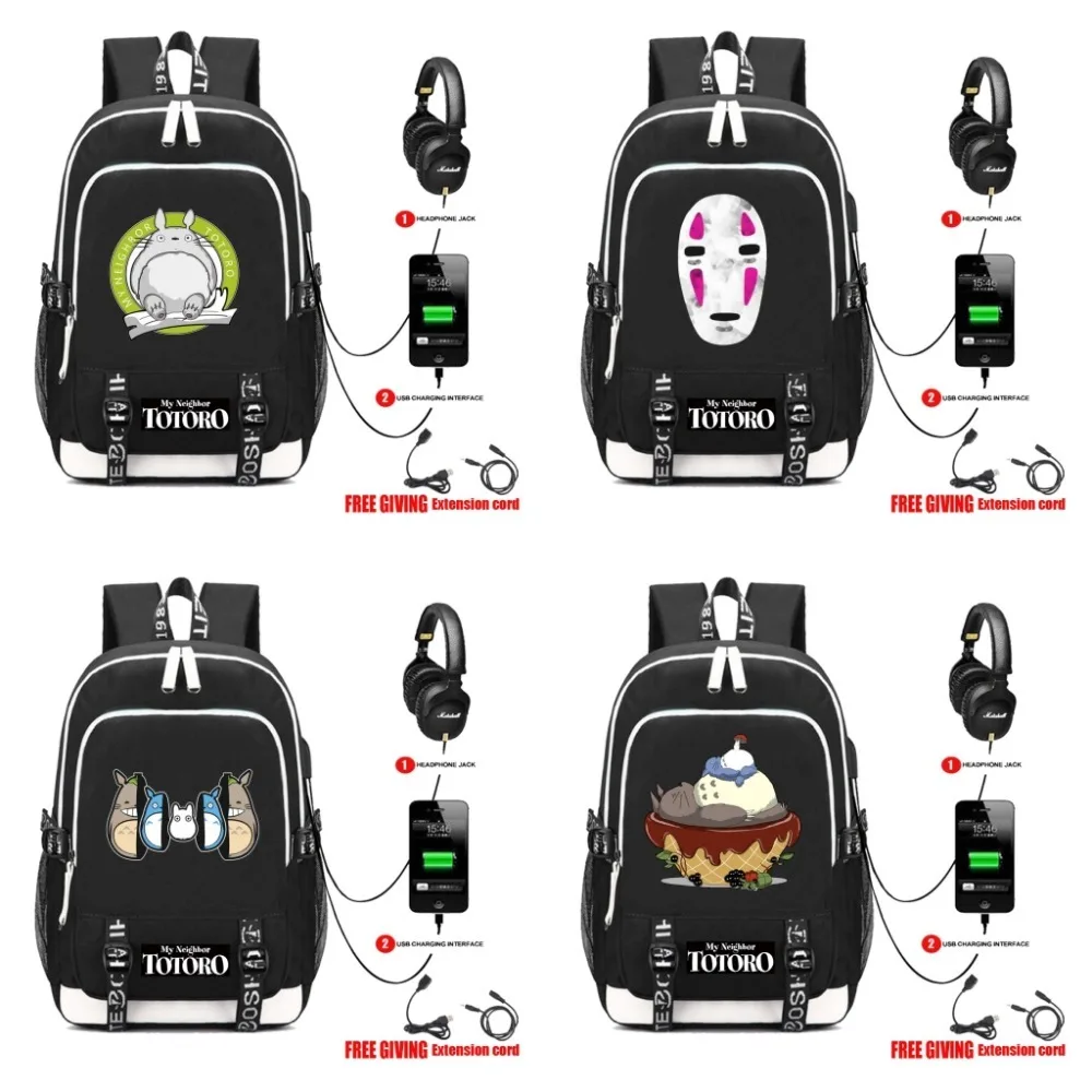 

My Neighbor Totoro Backpack Miyazaki Hayao cosplay Teenagers Laptop bag School Bags USB charging Headphone jack otaku kanpsack