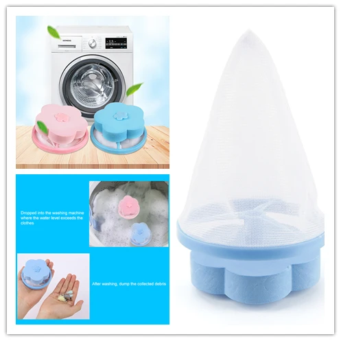 

Mesh Filter Bag Laundry Ball Floating Style Washing Machine Hair Removal Device Cleaning Ball Net Pouch Flower Shape