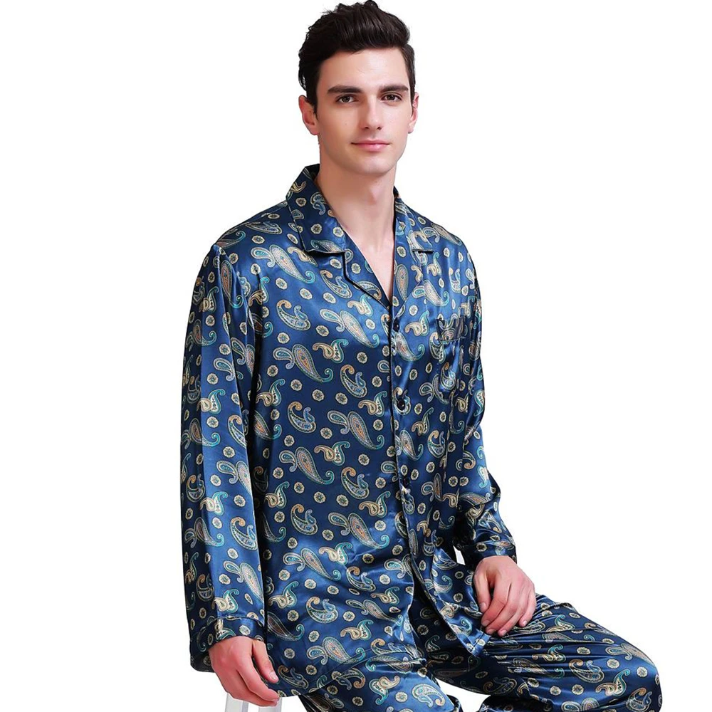 white cotton pyjamas Mens Silk Satin Pajamas Set Pajama Pyjamas PJS Sleepwear Set Loungewear S,M,L,XL,XXL,3XL,4XL pyjama homme