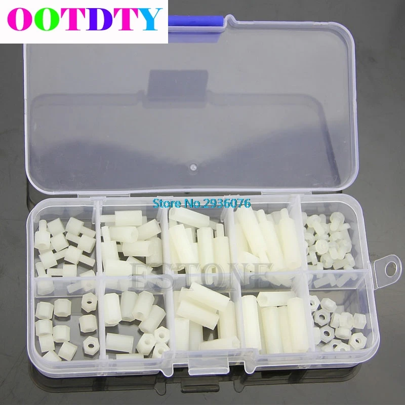 

OOTDTY M3 Nylon Hex Spacers Screw Nut Assortment Kit Stand off Plastic Accessories Set MY2_30