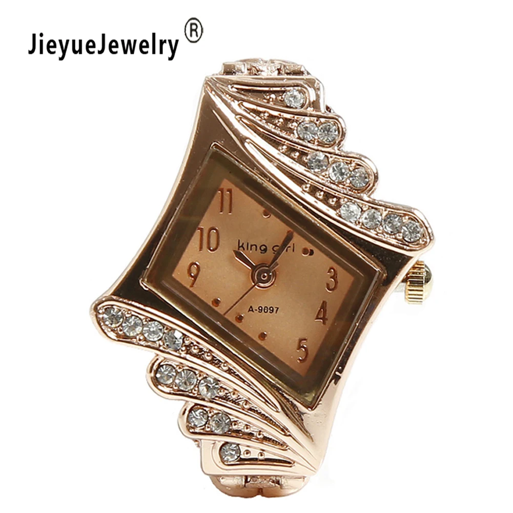 Luxury Ladies Bangle Watch Thin Oval Rhombus Gold Rhinestone Watch