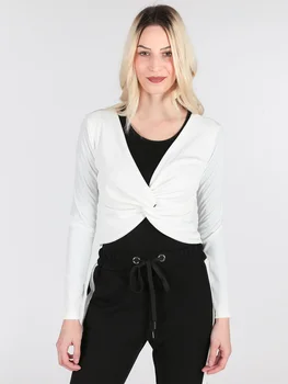 

Woman's short solid high-waist blouse loose coat