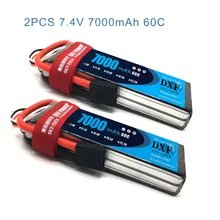 2PCS DXF 2S 3S 4S 7.4V 11.1V 14.8V 7000mAh 60C Lipo Battery RC Parts Hard Case Deans/T For TRX 4 Buggy Cars Airplane Boat