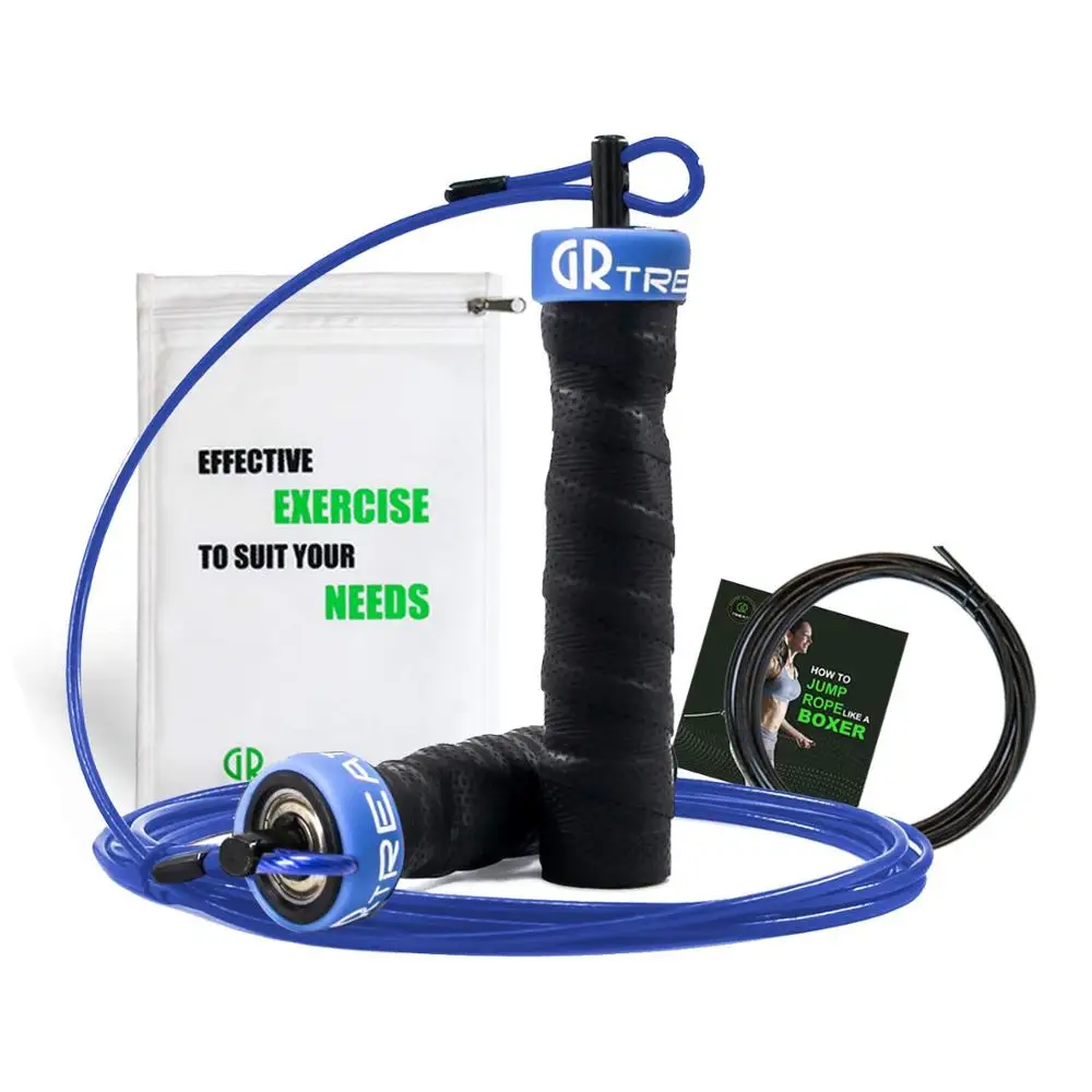 GR Скакалка для кроссфита утяжеленная скоростная Скакалка с нагрузочным блоком для фитнеса тренировки с сумкой Экстра веревка - Цвет: Синий