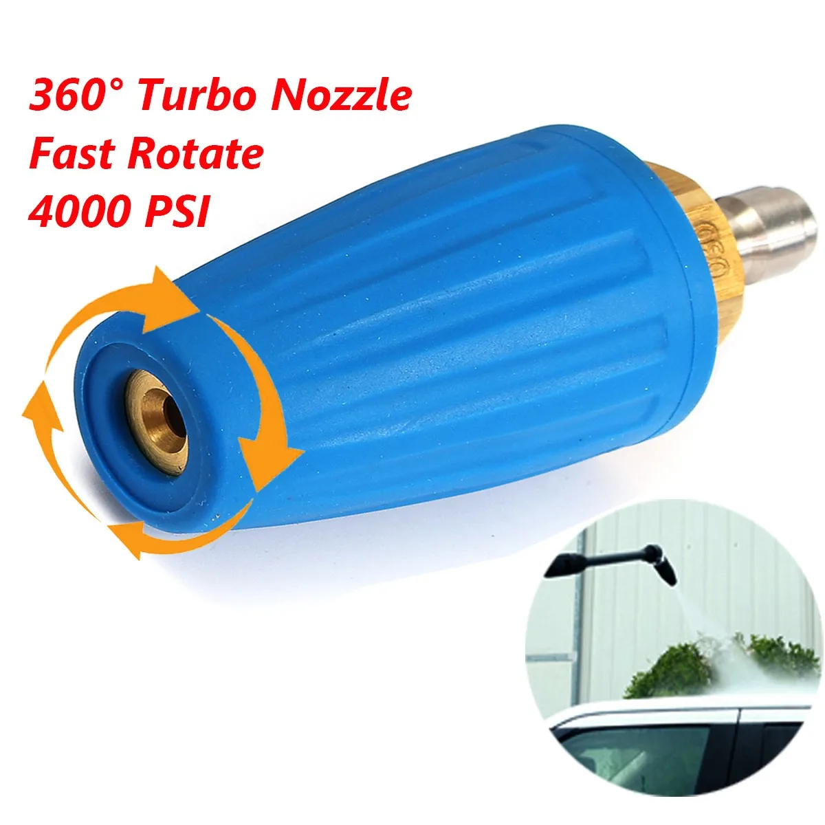 

2.5/3/3.5/4GPM Pressure Washer Rotating Turbo Nozzle 4000 PSI 1/4" Quick Connect Durable Quality