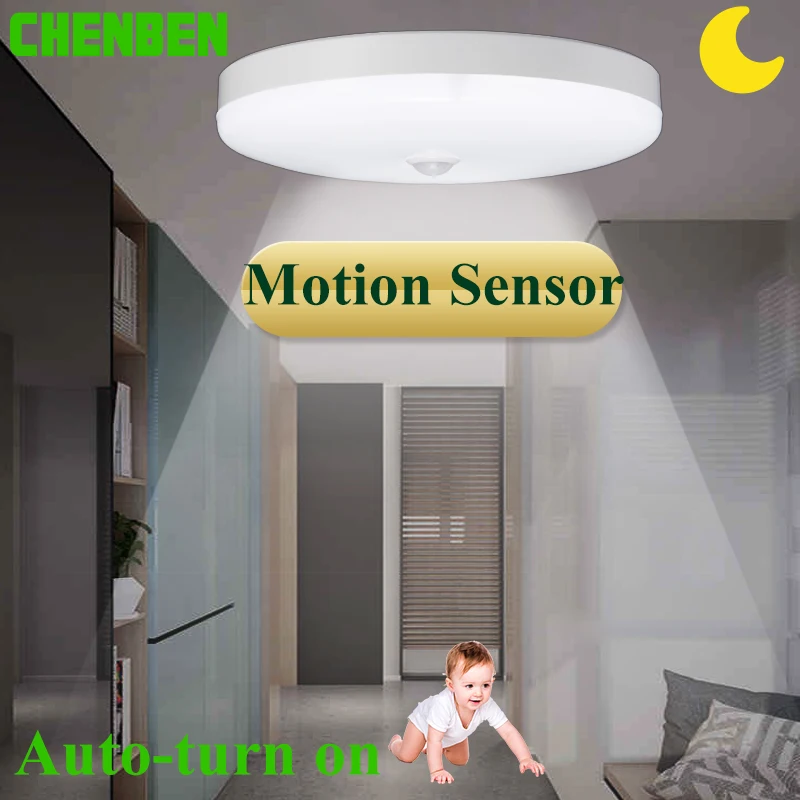 

LED Ceiling Light with Motion Sensor Light Ceiling Lamp 12W 18W 220V Night Lamps for Stair Corridor Bathroom Home Lighting White