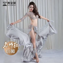 Rhinestone Beading Perspecitve Placketing Long Skirt Sexy Belly dance 2pcs set for Women Lady Costume performance wears QC2961 Rhinestone Beading Perspecitve Placketing Long Skirt Sexy Belly dance 2pcs set for Women Lady Costume performance wears QC2961