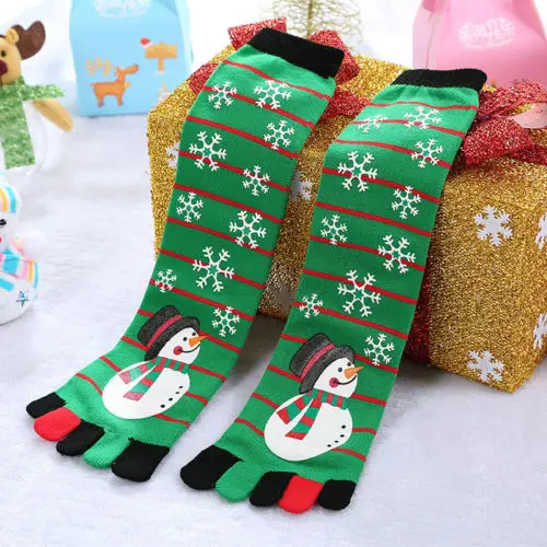 New Women Winter Toe Socks Christmas Gift Warm Wool Sock Cute Snowflake