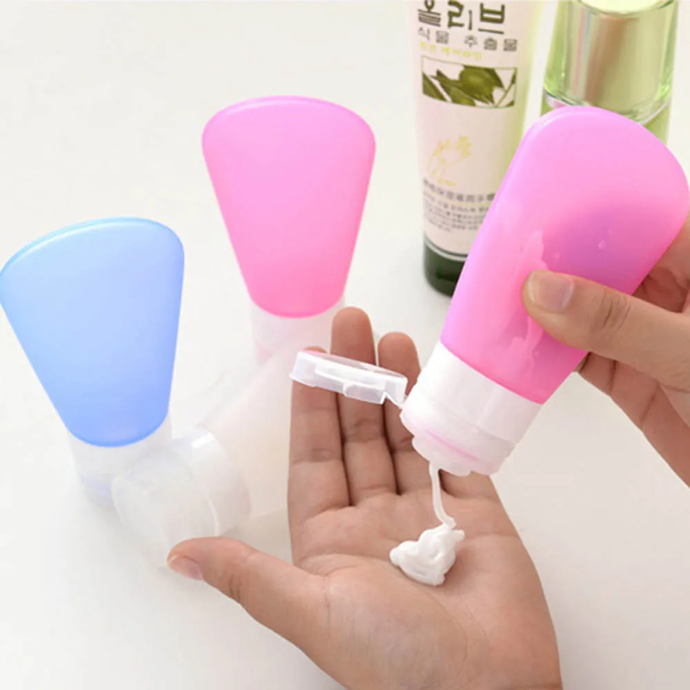

3pcs Pink Mini Silica Gel Portable Soap Dispenser Women Travel Shampoo Bottle Liquid Soap Bottle [3]