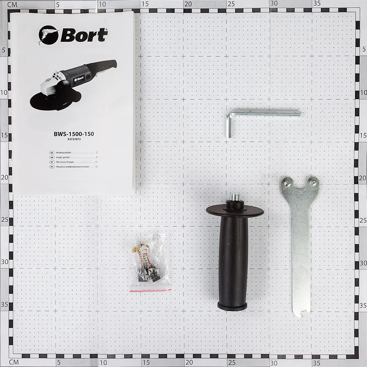 Машина шлифовальная угловая Bort BWS-1500-150 (мощность 1400 Вт, диск до 150 мм, блокировка шпинделя, быстрая замена щеток)