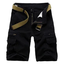Мужские шорты-Карго повседневные однотонные прямые шорты с карманами хлопковые свободные шорты Военная Тактическая рабочая одежда Masculina