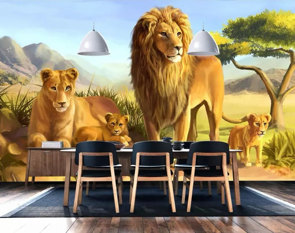 Животное Лев гостиная диван задний план стены Профессионально Производство росписи оптовая продажа с фабрики обои плакат фото