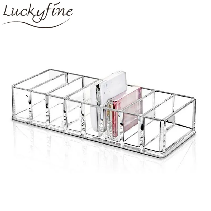 

8 Lattice Clear Acrylic Eyeshadow Lipsticks Holder Makeup Brush Organizer Cosmetic Tools Storage Box Case 22x9x4.5cm 2018 New
