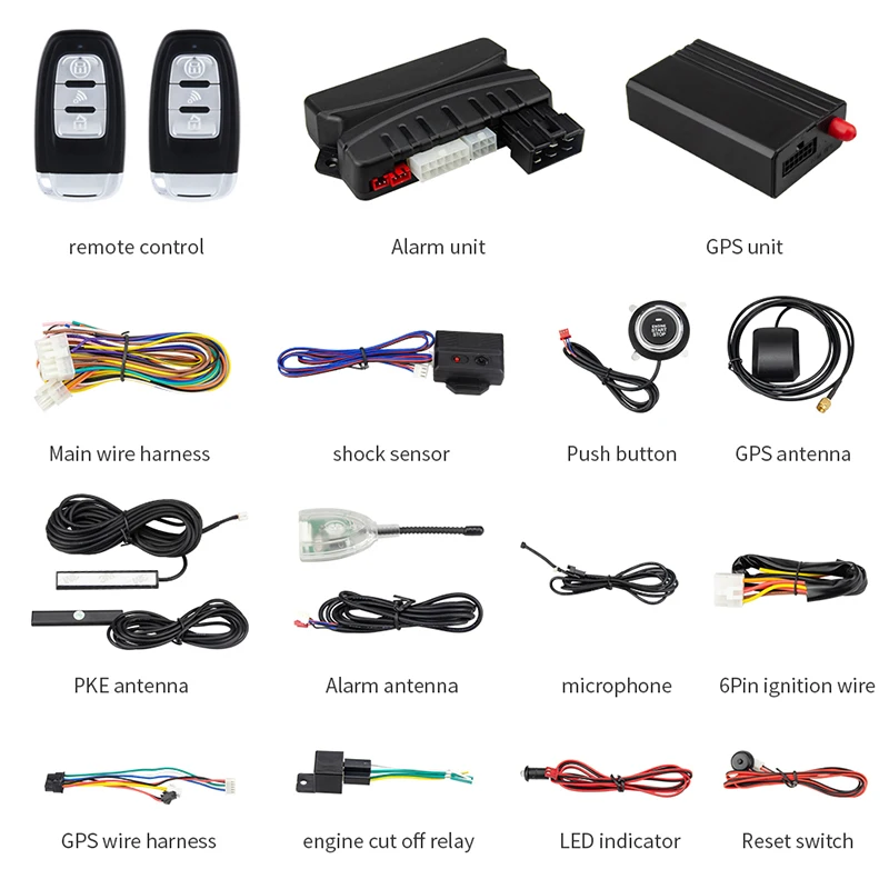 Система автомобильной сигнализации EASYAGUARD, gps-трекер, кнопочный стартер, PKE вход, удаленный запуск, остановка, поддержка системы android и IOS, сигнализация