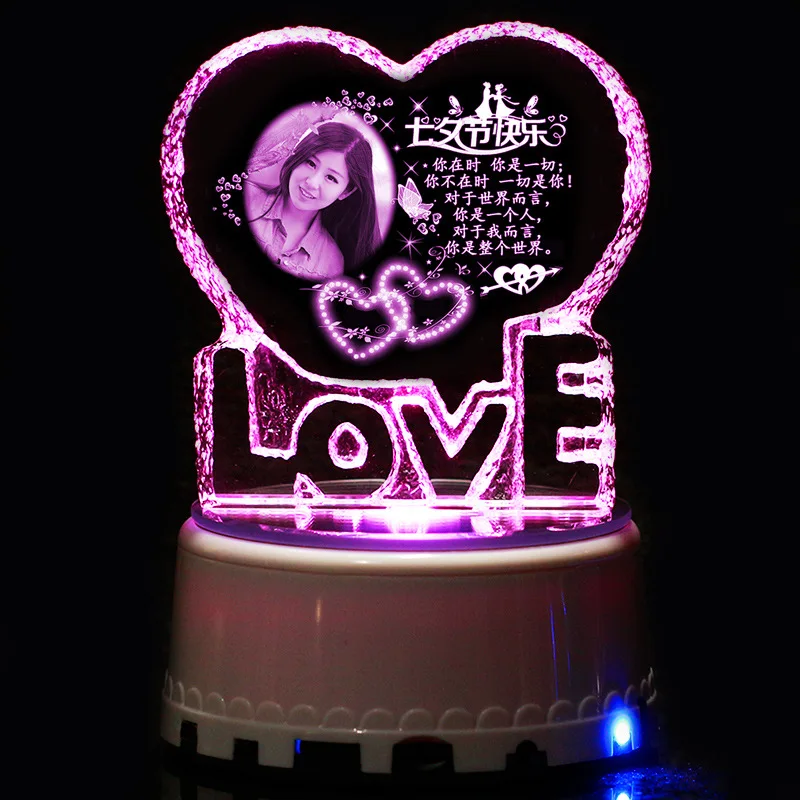 

Valentine's Day Sale Ballerina Music Boxes Crystal Ball Bluetooth Rotary Music Box Eight Diy Photo Customized Birthday Girls