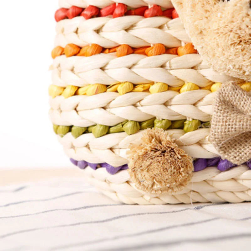 Women Beach Handbag Summer INS Popular Female Straw Bags Casual Lady Mini Fashion Bear Handle Bag Travel Knitted Bolsa SS3174 (9)