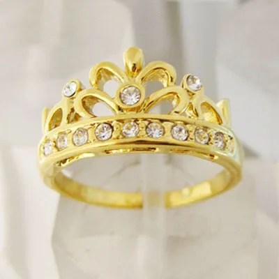 

ORDER 10$ GET FREE SHIPPING/ NEW-BABY RING YELLOW GOLD SOLID GP OVERLAY CROWN WITH CZ STONE RING SZ 3/ 5/GREAT GIFT/