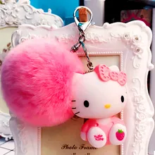 Новинка; брелок из кроличьего меха с рисунком hello kitty; KX-K6001