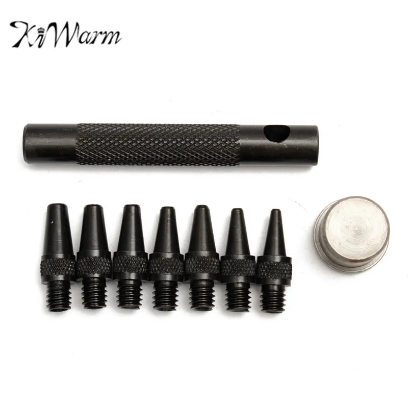 

KiWarm Hot 7 Piece 2-5mm Hollow Leather Hole Punch Set Leatherworking Tack Tools Cutters Fit Leather Belt Watch Bands Puncher