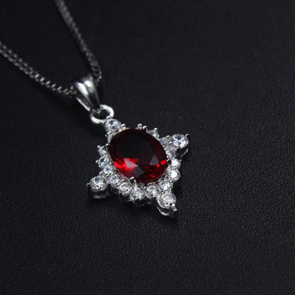 

White Gold Vermeil 925 Sterling Silver Ruby Pendant Christmas Gift